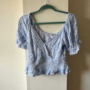 Blue Top with Flowers